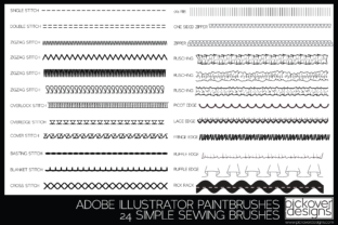 24 Simple Vector Sewing Brushes for Fashion Design