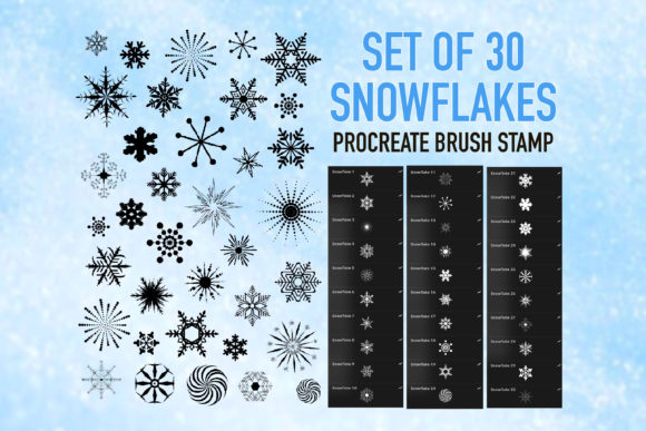 30 Procreate Snowflake Brushes for Winter Magic