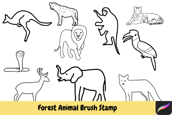 Bring the Wild to Your Canvas: Forest Animal Hand Drawn Brush Stamps