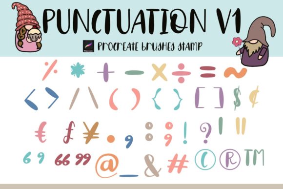Essential Punctuation: Procreate Brushes Stamp Punctuation V1