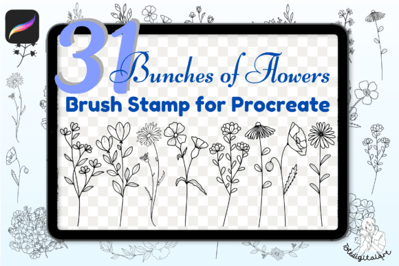 Procreate Brush Stamps 31 Flowers: Your Floral Design Toolkit