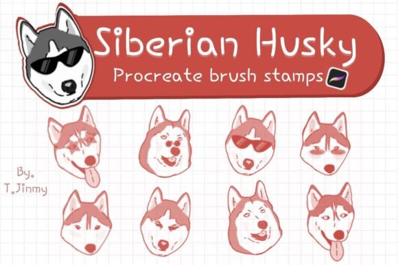 Procreate Siberian Husky Brush Stamps for Digital Artists