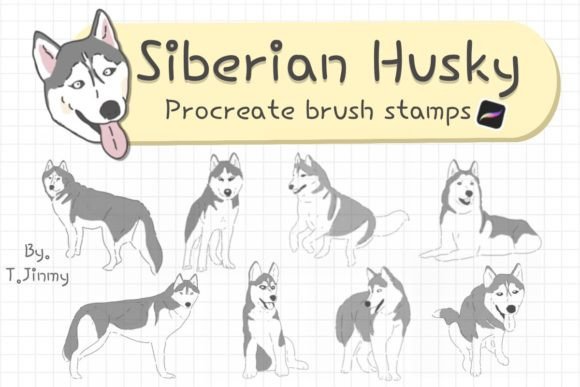 Siberian Husky Procreate Brush Stamps: A Designer's Pack