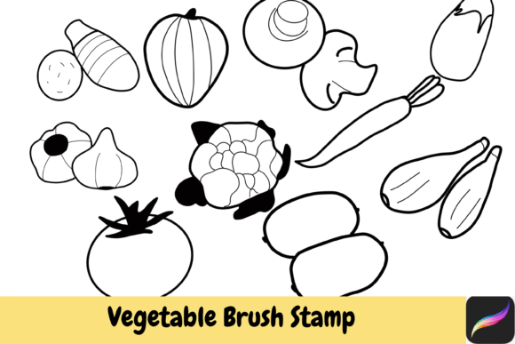 Vegetable Brush Stamps Procreate IPAD: Fresh Digital Art Tools