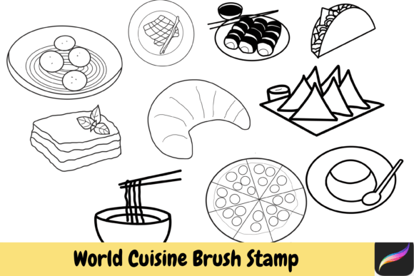 World Cuisine Brush Stamps for Procreate: Elevate Your Designs